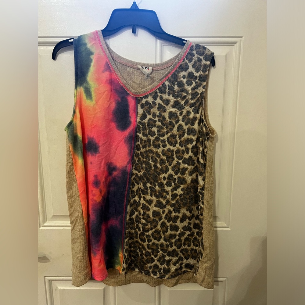 Tie-Dye and Leopard Print BIBI Tank Top